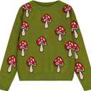 Cubear Girls' Knit Pattern Pullover Sweaters Crewneck Long Sleeve Fall Casual Tops, Size 5-14 Years (Green)