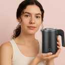 0.5L Small Portable Electric Tea Kettle Stainless Steel, Travel Mini Electric Coffee Kettle, Hot Water Boiler Heater for Business Trip, Camping, Travel, Office (Black)