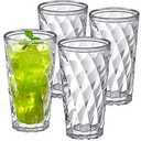 Amazing Abby - Alps - 22-Ounce Insulated Plastic Tumblers (Set of 4), Double-Wall Plastic Drinking Glasses, All-Clear High-Balls, Reusable Cups, BPA-Free, Shatter-Proof, Dishwasher-Safe