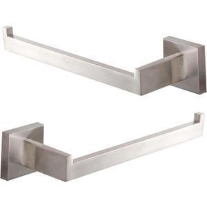 LANC Bathroom Hand Towel Holder 2 Pack Left and Right Side Brushed Nickel Hand Towel Bar 2 Pack 10 Inche Square Towel Ring for Kitchen Cabinet Wall Mount Towel Rack Hanger,A8806BN-LRP2
