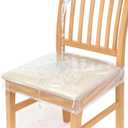 Zipcase 6 Pack Stain, Water and Kitty Scratch Resistant Clear Dining Chair Covers/Slipcovers Chair Protector Waterproof PVC Material, 17D x 18W x 4H with Adjustable Belt Strap, Set of 6 (Seat)