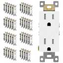 ENERLITES 40 Pack Matte White Decorator Receptacle, Standard Electrical Wall Outlet, 15A 125V, Self-Grounding, 2-Pole, 3-Wire, 5-15R, UL Listed, 61502-TR-MW, Tamper Resistant (Wall Plate Not Included)