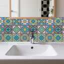 CHGCRAFT 36 Pcs 9 Style Mosaic Art Tile Stickers Mandala Patterns Peel and Stick Wall Tile Stickers Waterproof Self Adhesive Stick on Tiles Decals for Kitchen Bathroom Wall Art Decor, 44 Inch