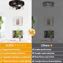 Black Flush Mount Ceiling Light Fixtures, 2-Light Ceiling Mount for Farmhouse with Seeded Glass Lampshade, Industrial Flush Mount Light Fixture Farmhouse for Hallway, Kitchen, Entryway and Foyer
