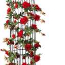 Musdoney 4Pcs 32.2 FT Fake Rose Vine Flowers Plants Artificial Flower Garland Hanging Rose Ivy Home Hotel Office Wedding Party Garden Craft Art Decor (Red)