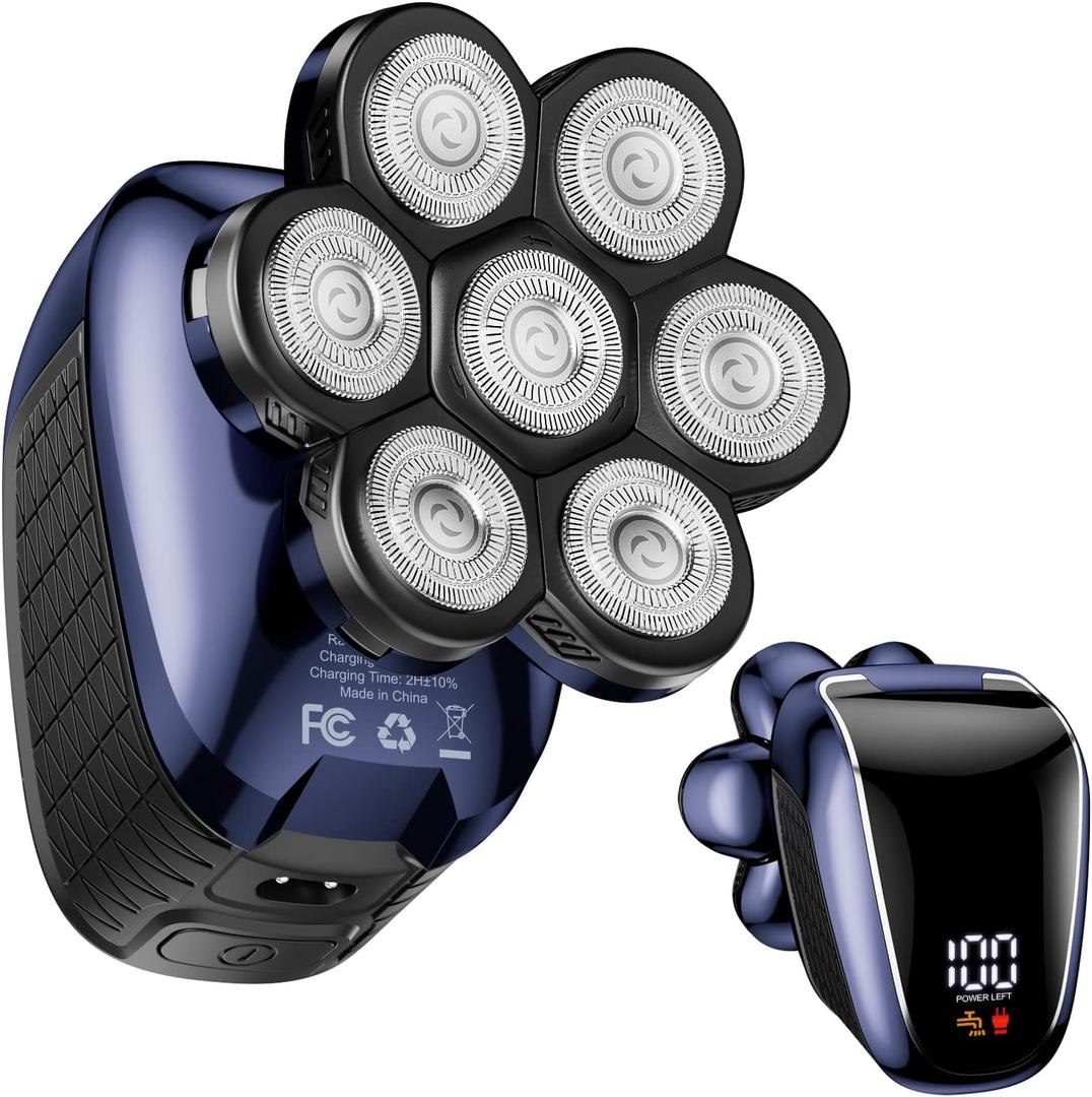 Head Shaver, Upgrade Head Shavers for Bald Men, Head Electric Razor with Nose Hair Trimmer, IPX6 Waterproof Wet/Dry Mens Grooming Kit, Anti-Pinch, LED Display, USB Rechargeable