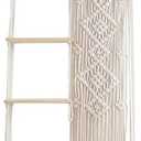 MIATTCLD Macrame Wall Hanging Shelf Boho Wood Floating Storage Shelf, 3 Tier Display Shelving for Hanging Plants Photos, Rustic Wall Decor with Tassel and Woven Rope for Home Bedroom Living Room