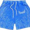 VIPWOLF Men's Lightning Graphic Shorts Gothic Distressed Y2k Workout Track Shorts Drippy Streetwear Cruise Outfits, XL 