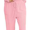 Deer Lady 2 Piece Sets for Women Fall Ribbed Long Sleeve Top and Pants Set Pocket Pajama Lounge Sets Travel Outfit Loungewear (Medium, 02-valentine Heart Pink)