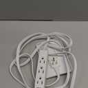 8FT Ultra Flat Plug Extension Cord Power Strip with 3 Outlets, Patented Detachable Ultra-Thin Outlet Cover Concealer & Ultra-Flat Plug, Max. 13A 125V 1625W ETL Listed, White Color