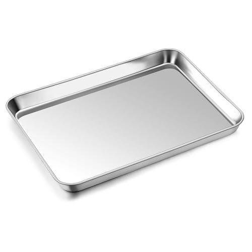 P&P CHEF 12.5 Inch Baking Cookie Sheet, Oven Pan Tray Stainless Steel Sheet Pan for Kitchen, Oven Bakeware for Multi Uses, Shiny Look & Dishwasher Safe, Healthy & Heavy Duty, 1Pc
