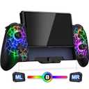 Gammeefy Hall Effect Joystick (No Drift) Switch Joypad for Nintendo Switch/OLED, Full-Size Grip Wireless Pro Controller with 9 Color Lights, Ideal for Those Who Prefer Handheld Mode, Game Boy Color (Switch 1 - (6.2"/7"), Spider silk)