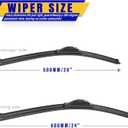 24" 20" Front Windshield Wiper blades Replacement for Hyundai Sonata 2006-2010,Genesis 2012-2014,Genesis Coupe 2010-2016,Premium All-Season Replacement Automotive Windshield Wipers