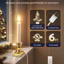 Window Candles with Sensor Dusk to Dawn Electric Corded, 9.6'' Plug-in LED Window Candle Lights with Gold Holder and 6ft Cord, Christmas Candles for Windows Decoration, UL Listed, 4 Pack