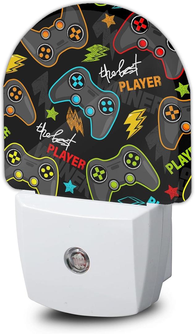 Gampad Gamer Player Night Light, Dusk to Dawn Sensor Night Lights for Bedroom Bathroom Kitchen Hallway Stairs Hallway, Plug into Wall Nightlights