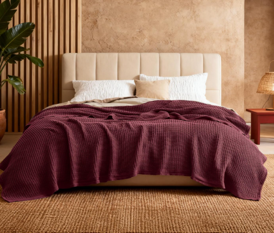 Bedsure 100% Cotton Blanket, Waffle Weave, Queen Size, Burgundy, 90"x90"
Breathable, Soft, Cozy, Thick, Waffle Texture, Summer Blanket for Bed, Gifts for Women, Machine Washable, All Seasons