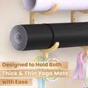 Wooden Yoga Mat Holder Wall Mount, Yoga Mat Storage Rack, Home Gym Equipment Organizer, Wall Mount Workout Storage Holder for Hanging Foam Rollers and Resistance Bands