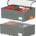 Under Bed Storage with Wheels, 2-Pack Under Bed Storage Containers, No Assemble Required 10 inches Height, Rolling underbed storage Drawers, Underbed Storage Bins for Shoes, Clothes, Blankets, Toys