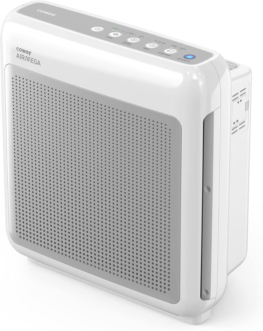 COWAY Air Purifiers for Home Up to 1,748ft, True HEPA Filter for Smoke, Allergies, Pet Dander, Odor, Air Quality Monitor, Auto&Eco Mode, Timer, Filter Indicator, 200M, White 