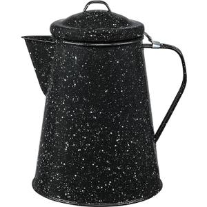 Granite Ware Coffee Boiler, 3-Quart - Stovetop or Campfire Coffee Pot, Durable Enameled Steel for Rapid Heat Absorption, Energy Efficient Design for Outdoor Adventures (Speckled Black)