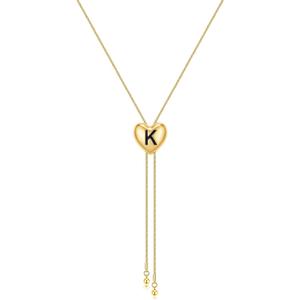 Personalized Initial Heart Pendant Necklace for Women, Long Y Necklace, Adjustable Sliding Lariat Necklace, Letter Necklace K , Gift for Daily Wear, Office, Party, Vacation