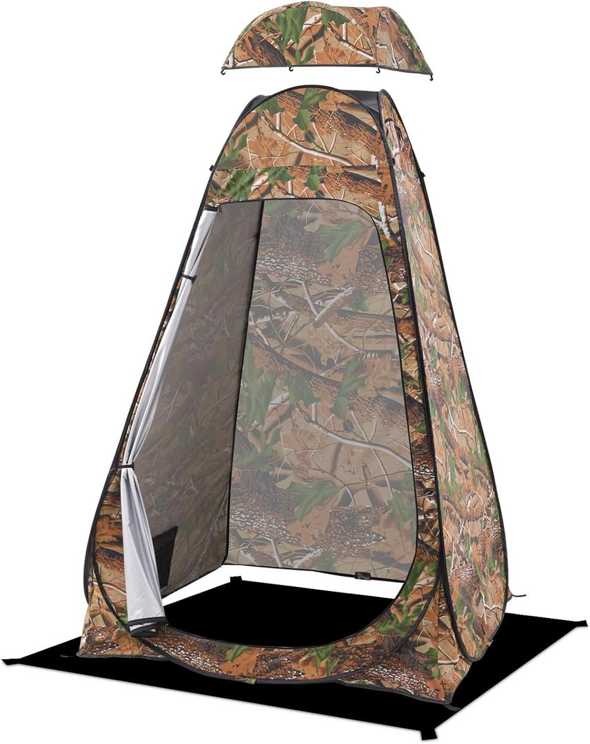 BRIAN & DANY Pop Up Shower Tent, Portable Privacy Camping Changing Tent, Camp Toilet Bathroom Pod with Rain Shelter & Windows, UPF 50+ & Waterproof, 47.2" x 47.2" x 74.8" (Camouflage)