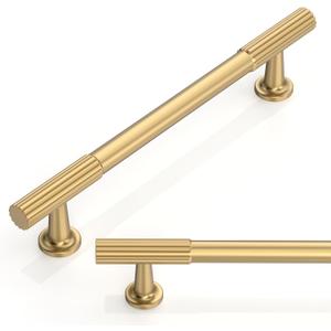 10 Pack Brushed Brass Cabinet Pulls 5 Inch(128mm) Kitchen Cabinet Handles Solid Heavy Duty Drawer Pulls