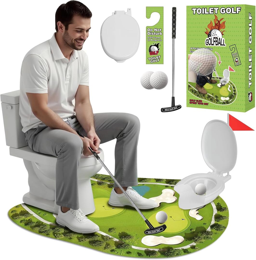 Toilet Golf Game - Funny White Elephant Gifts for Adults, Bathroom Golf Gag Gifts for Boyfriend