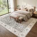 Washable 9x9 Square Area Rugs for Living Room Vintage Non Slip Grey