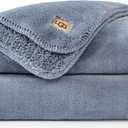 UGG Whitecap Plush Throw Blanket Fleece Lightweight Soft Cozy Throw for Couch or Bed Luxury Home Decor for Living Room, Christmas Blankets, Machine Washable, 50-inch x 70-inch, Denim Blue