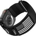 Rugged Nylon for Apple Watch Ultra 2 Band 49mm iWatch Bands 46mm 45mm 44mm 42mm Men, Soft Woven Adjustable Stars-Stripes Flag Wristbands Strap for Apple Watch Ultra Series 10/ 9/ 8/ 7/ 6/ 5/ 4/ 3/ SE/ Ultra2