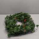 National Tree Company Pre-Lit Artificial Christmas Wreath, Green, Crestwood Spruce, White Lights, Decorated with Pine Cones, Berry Clusters, Christmas Collection, 24 Inches