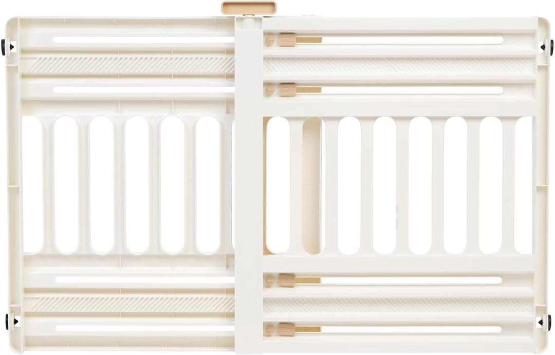 IRIS USA 24"-39" Dog Gate, Adjustable Indoor Pet Barrier, Pet Gate for Puppy, Small Dog, Cat, Easy Twist-to-Lock for Doorways & Stairs, Portable, Expandable, 25" Tall, White (1 Pack)