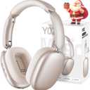 Wentronic Y02 Active Noise Cancelling Headphones,60H Battery,5 EQ Music Modes,Hi-Res Audio,Deep Bass,Foldable Wireless Over Ear Bluetooth 5.4 Headset,Breathable Leather Earpads (Starlight)