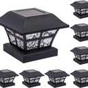 GreenLighting Evolve Black Solar Post Cap Lights - 4x4 Post Caps and Outdoor Post Lights - Waterproof Solar Lights for Fence Posts - Solar Post Lights fit 4x4 5x5 Vinyl/PVC (Black, 8 Pack)