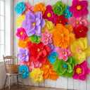 Giant Paper Flowers Artificial Large Paper Flower Decoration for Handcrafted Wall Backdrop Christmas Mexican Wedding Graduation Bridal Shower Birth Party Supplies(Mexican Fiesta,18 Pcs)
