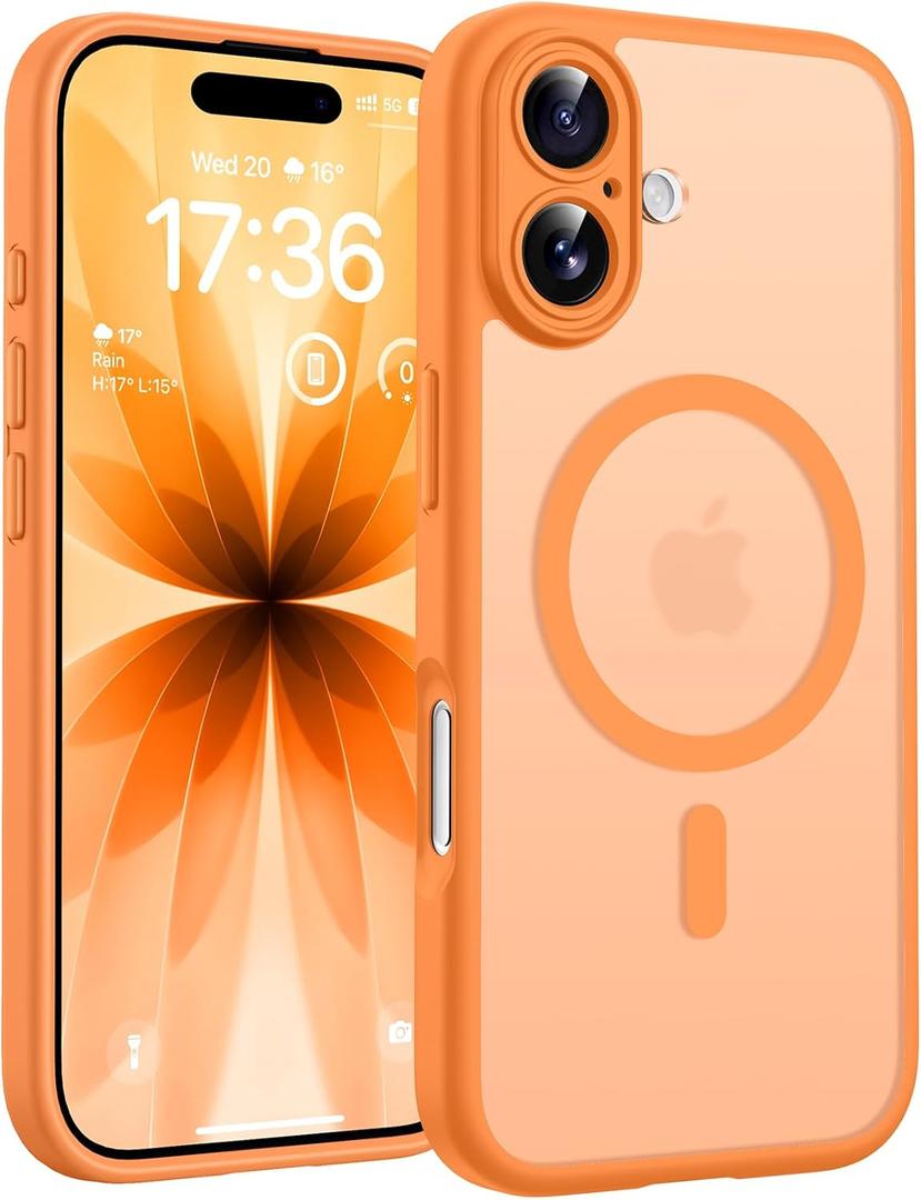 TOCOL for Phone 17 Case, Compatible with Magsafe Charger, Full Camera Protection, Drop Protection, Translucent Matte Phone Case for Phone 17 6.3 inch (Orange)