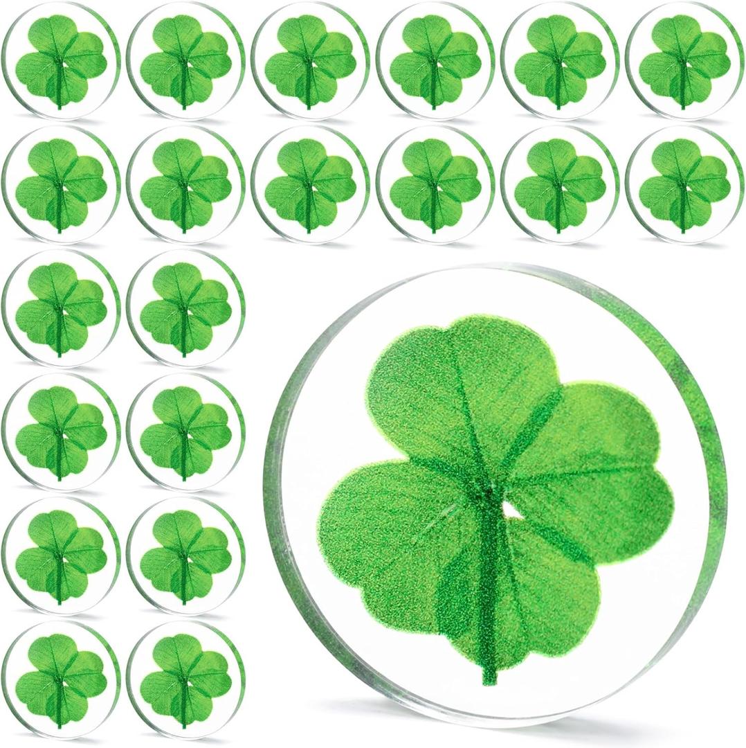 30 Pcs Real Four Leaf Clover Good Luck Pocket Token 1.25 Lucky Charm Clover Preserved Shamrock for St. Patrick's Day Irish Gifts DIY