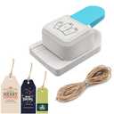 3 in 1 Craft Tag Punch Gift Tag Paper PunchPaper Craft Tag Punch 1.5" 2" 2.5" with 1 Roll Hemp Rope 32.8 Feet Square Shape Small Hole Punch for Paper Crafting Scrapbooking Cards DIY Arts Crafts