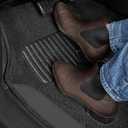 BDK Floor Mats for Cars, Two-Tone Carpet Car Floor Mats with Faux Leather Accents, Automotive Floor Mat Set with Built-In Heel Pad, Stylish Interior Car Accessories (Gray)