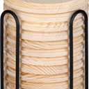 Dorhui 12Pcs Round Wooden Plaques for Crafts 4 Inch Wood Base Unfinished Natural Pine Wood Circle Craft Plaques for Craft Projects and DIY Home Decoration (12Pcs with Stand)