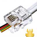 RJ11 6P4C Pass Through Connectors(100 Pieces Pack) Telephone Line Cable Wire Male Plug, AV00503