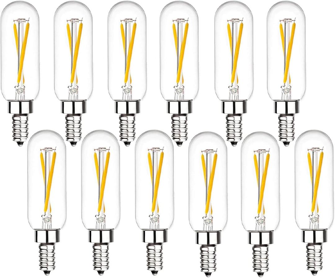 T6 LED Bulb 25watt E12 Modern Chandelier Bulbs E12 LED Edison Bulb 4000K Dimmable Candelabra Edison Bulb 2W T6 Tubular Bulb for Chandelier Ceiling Light, 12 Pack