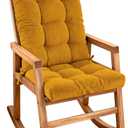 Rocking Chair Cushion Set - 2-Piece Tufted with Ties, Non-Slip High Back Chair Pads for Adirondack Nursery Porch Rockers