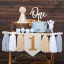 1st Birthday Highchair Banner Decorations For First Boys Khaki Cone Hat With One Cake Topper Photo Backdrop