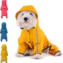 Dog Raincoat, Waterproof Dog Rain Jacket with Hood, Rain Coat with Leash Hole, Reflective Strap for Small Medium Dogs, Outdoor Adventures/Walking Lightweight Puppy (Yellow,M)