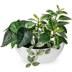 Fake Plants 11.8" Artificial Potted Plant Assorted Faux Plants in Pot Silk Plants Artificial Plants Indoor for Home Living Room Bedroom Bathroom Office Desk Table Centerpieces Shelf Greenery Decor
