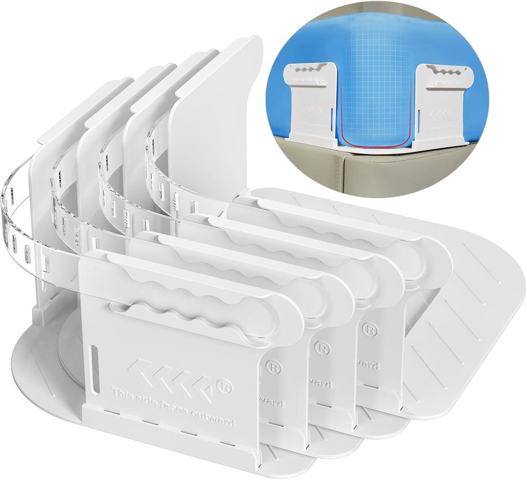 Open Corner Bed Sheet Holder with Lock Strips, Heavy Duty Bedsheet Clips with Enhanced Straps Mattress, Keep Sheets Firm and Tight, No More Loose Sheets, Easy Installation(White) (4Pack)