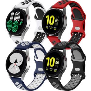 Lerobo 4 Pack Bands Compatible with Galaxy Watch 7 6 5 4 Band 40mm 44mm/Galaxy Watch 6 4 Classic 43mm 47mm 46mm 42mm/Watch 5 pro 45mm,Active 2 Band, 20mm Watch Band Soft Silicone Sport Band Women Men