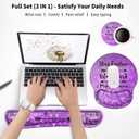 Keyboard Wrist Rest and Mouse Pad with Wrist Support, Ergonomic Mouse Pad Coaster,Easy Typing Pain Relief,Keyboard Mousepad Set,Stay Positive Work Hard and Make It Happen Purple Glitter
